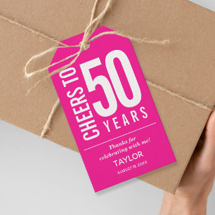 Skål för 50 års Shock rosa-partiförmån Presentetikett
