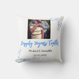 skål för 50-årsjubileum blå blad foto namn kudde