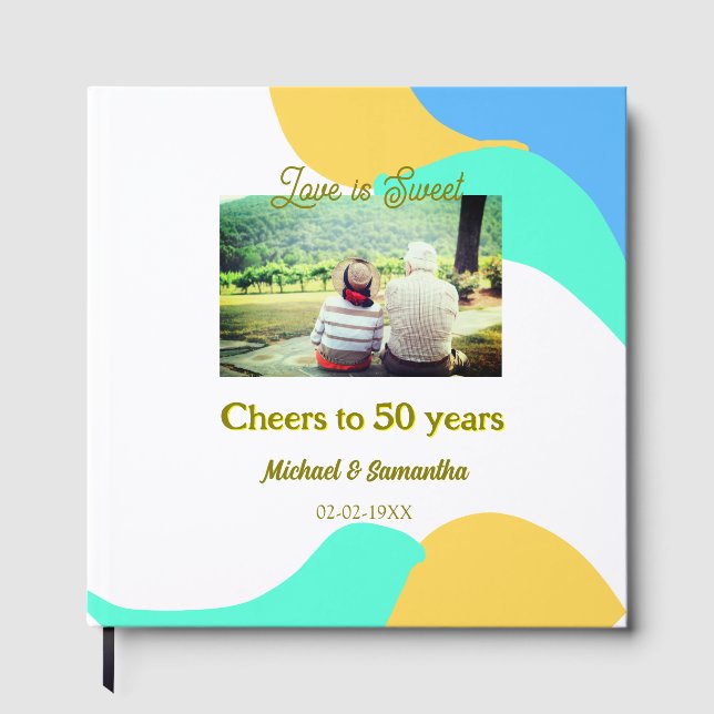 skål för 50-årsjubileum kärlek är sött retro gästböcker (Framsida)