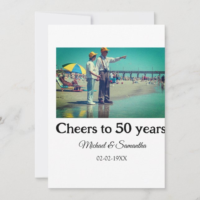 skål för 50-årsjubileum lägg till namn foto datum inbjudningar (Framsida)