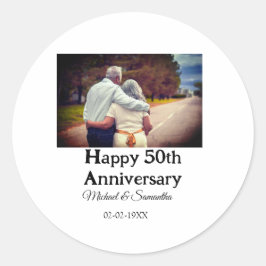 skål för 50-årsjubileum lägg till namn foto datum runt klistermärke