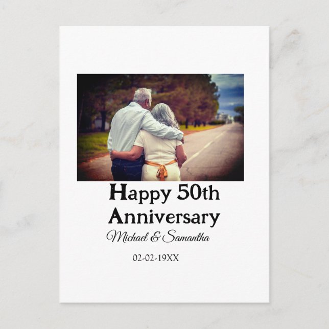 skål för 50-årsjubileum lägg till namn foto datum vykort (Framsida)