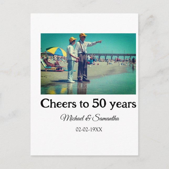 skål för 50-årsjubileum lägg till namn foto datum vykort (Framsida)