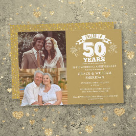 Skål för 50 Bröllop-årsdag 2-foto Inbjudningar
