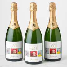 Skål för 60 år 3 bilder Guld Elegant ram