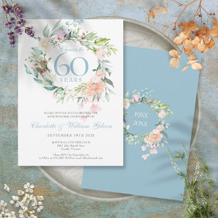 Skål för 60 år Diamantjubileum Blommig Inbjudningar