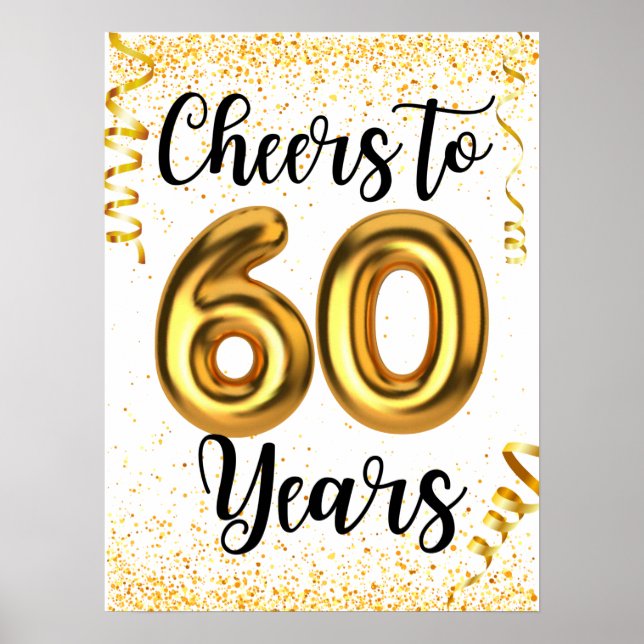 Skål för 60 år Elegant guld folie födelsedag Poster (Framsidan)