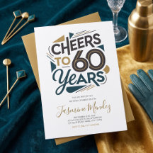 Skål för 60 år Retro Guld Blå Födelsedag