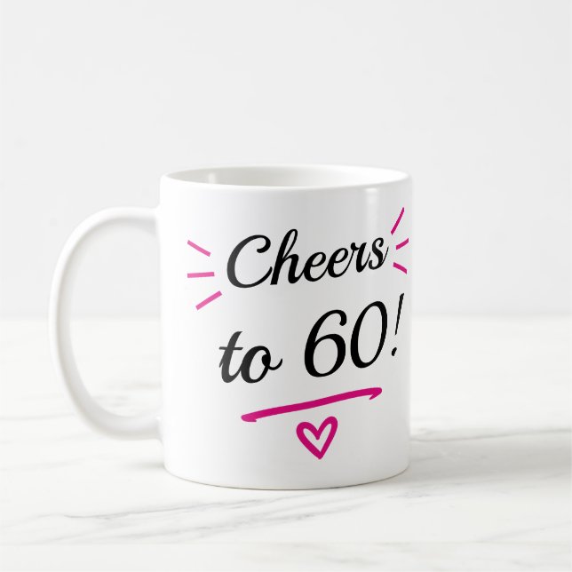 Skål för 60 roliga rosa milstolpsfödelsedagar kaffemugg (Vänster)