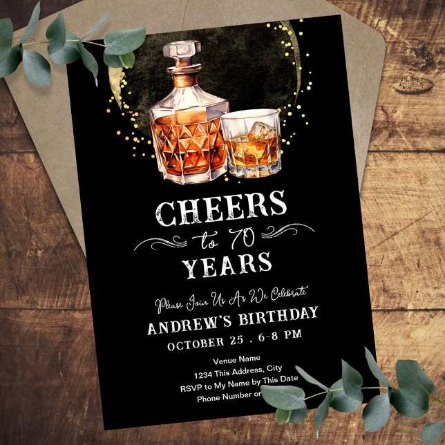 Skål för 70 år whisky vuxen födelsedag inbjudningar (Skapare uppladdad)