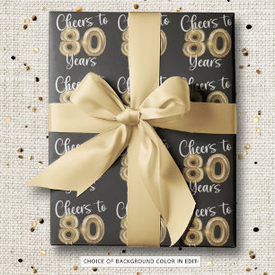 Skål för 80 år Black Guld Birthday Presentpapper