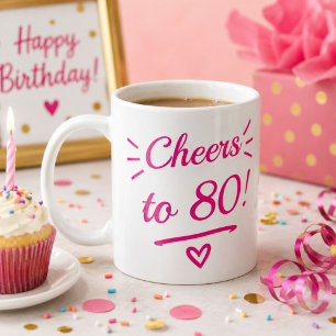 Skål för 80 roliga rosa milstolpsfödelsedagar kaffemugg