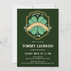 Skål för 90 år Lucky Shamrock Birthday Inbjudningar