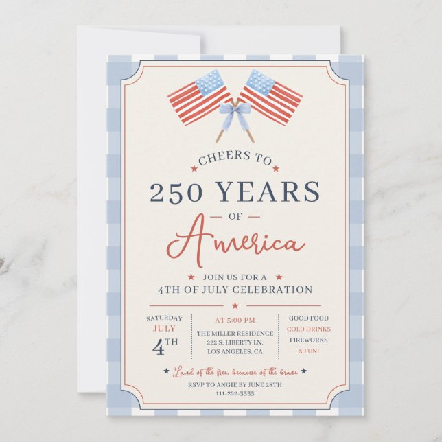 Skål för Amerikas 250 år 4:e juli-fest Inbjudningar (Framsida)