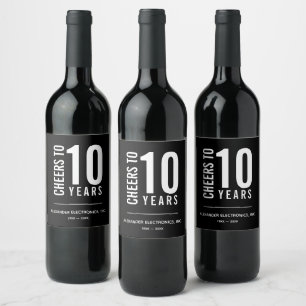 Skål för år i affärsårsfirandet Vin Vinflaska Etikett