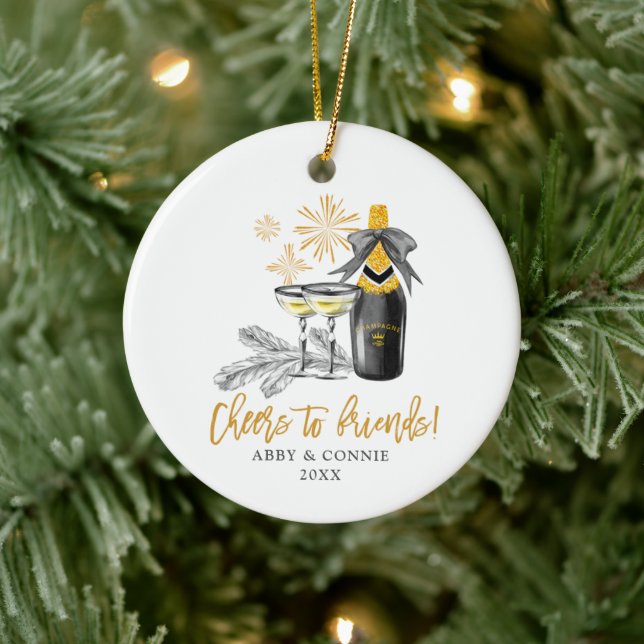 Skål för bästa vänner i Personligen Kärlek Julgransprydnad Keramik (Träd)