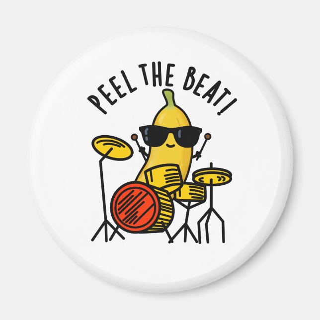 Skal för Beat Cute Banana Drummer Pun Magnet (Framsidan)