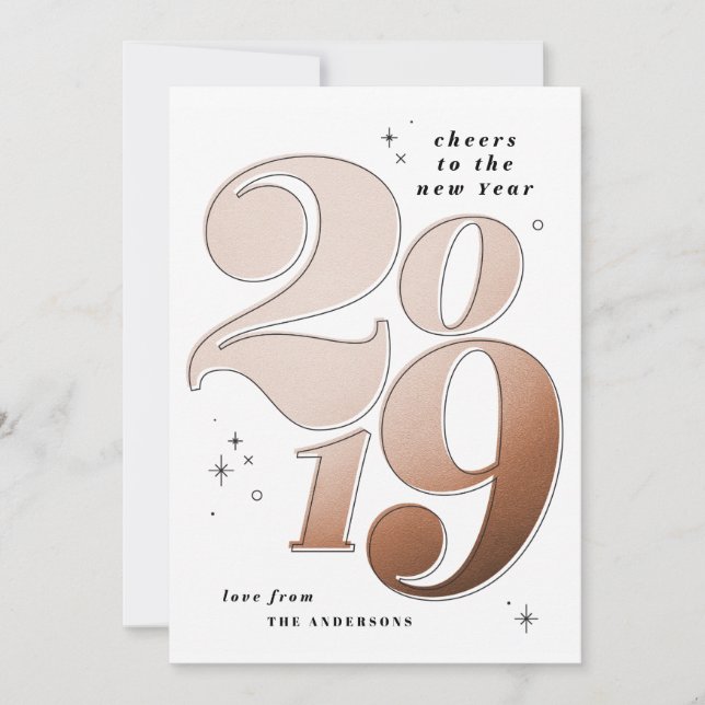 Skål för det nya året djärva koppar 2019 julkort (Framsida)