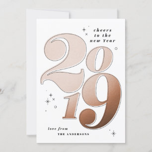 Skål för det nya året djärva koppar 2019 julkort