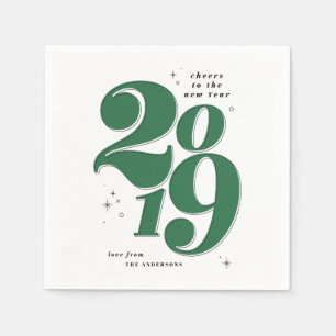 Skål för det nya året fet 2019-helgdag pappersservett