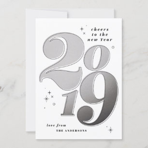 Skål för det nya året fet silver 2019 julkort