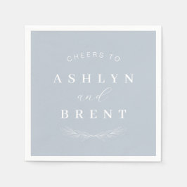 Skål för Dusty Blue Bröllop Cocktail Napkins Pappersservett