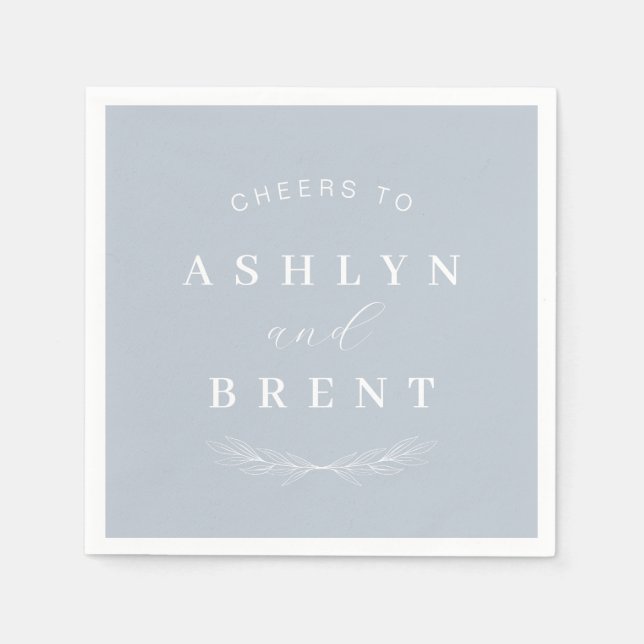 Skål för Dusty Blue Bröllop Cocktail Napkins Pappersservett (Framsidan)