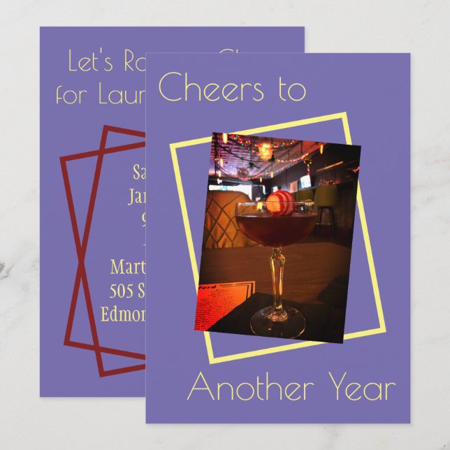 Skål för en ny årsfest inbjudan (Fram/baksida)