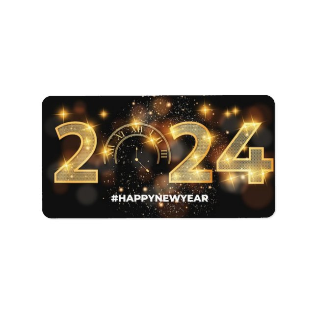 "Skål för ett nyår." Adressetikett (Framsidan)