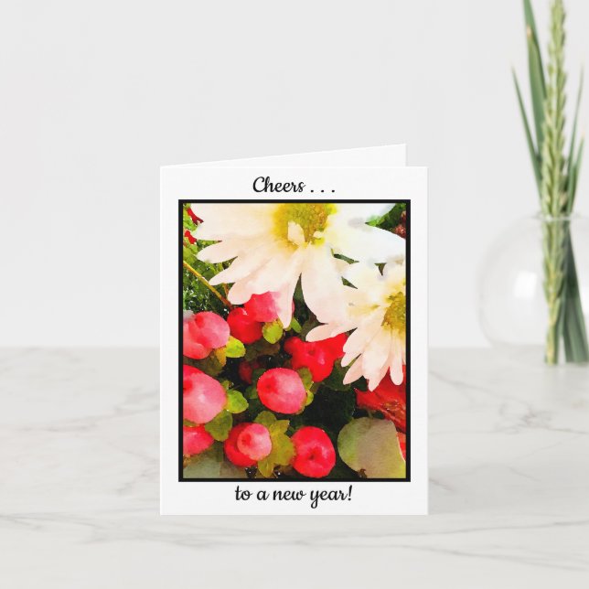 Skål för ett nytt år! Lycklig, friska nyår Kort (Framsida)