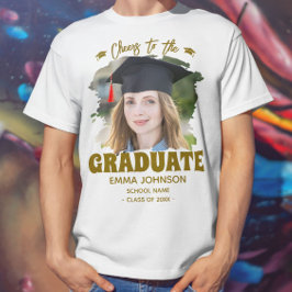 Skål för examen anpassad foto namn familj t shirt