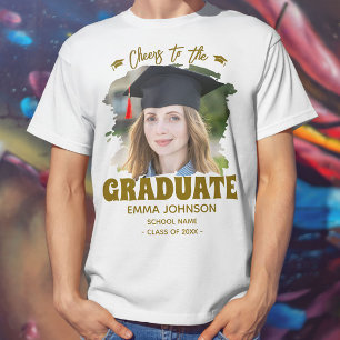 Skål för examen anpassad foto namn familj t shirt