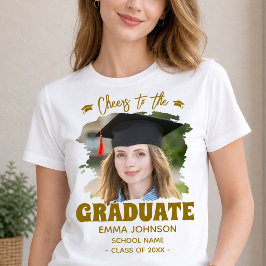 Skål för examen Anpassad foto namn familj T Shirt