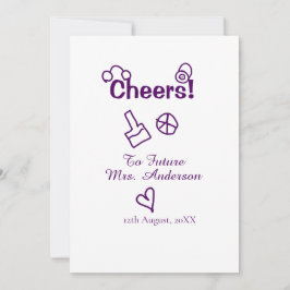 Skål för framtida fru lägg brudens namn lila klott inbjudningar