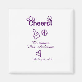 Skål för framtida fru till brudens namn lila klott magnet