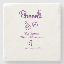 Skål för framtida fru till brudens namn lila klott stenunderlägg