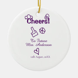 Skål för framtida Mrs. add bride namn lila doodle Julgransprydnad Keramik