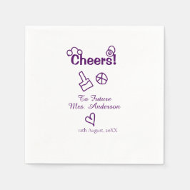 Skål för framtida Mrs. add bride namn lila doodle Pappersservett