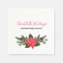 Skål för helgdag röda poinsettia pinecones pappersservett