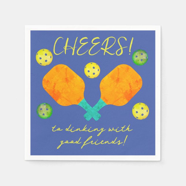 Skål för inking Pickleball Cocktail Napkin Pappersservett (Framsidan)