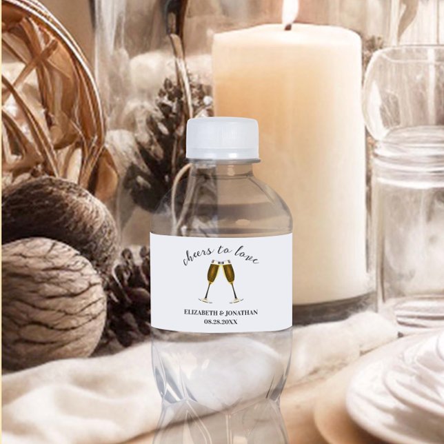 Skål för kärlek Champagneglas Vattenflaskor Etikett (Skapare uppladdad)