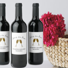 Skål för kärlek Champagneglas Vinflaska Etikett