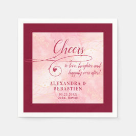 Skål för Kärlek Elegant-skript Burgundy Bröllop Pappersservett