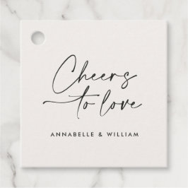 Skål för kärlek moderna minimiskript chic bröllop gåvor etiketter