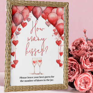 Skål för Kärlek Möhippa Hur många Kisses-spel Poster