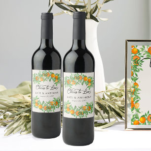 Skål för kärlek Orange Blossom Bröllop Vinflaska Etikett