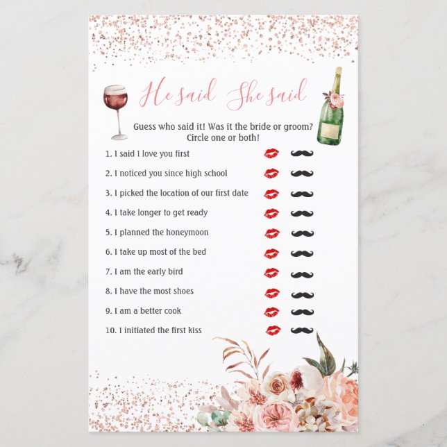 Skål för kärlek Rosa Bröllopsdusch Han sa Hon sa (Framsida)