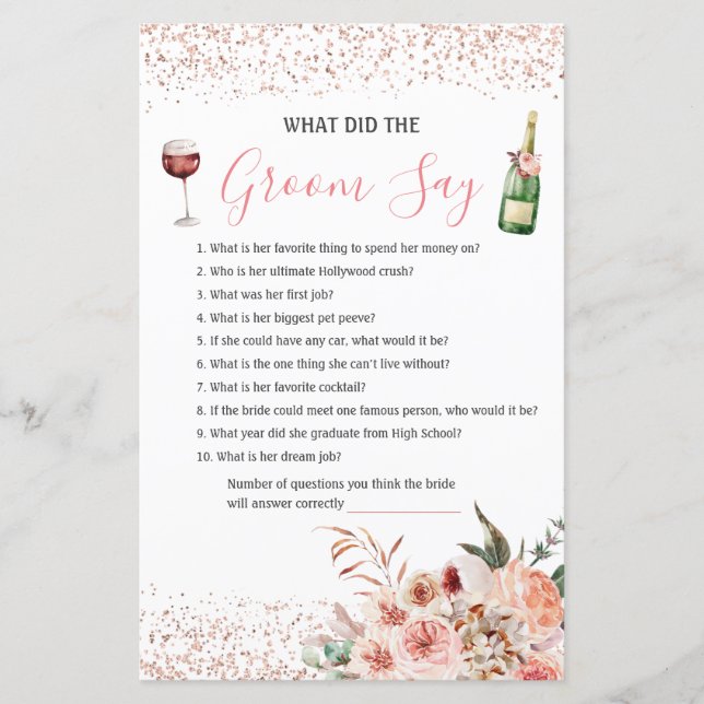 Skål för Kärlek Rosa Möhippa vad Groom säger (Framsida)