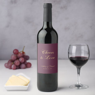 Skål för Kärlek Vin Färg Enkel Skrift Bröllop Vinflaska Etikett