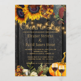 Skål för kärlek vingård rustik trä förlovningsfest inbjudningar